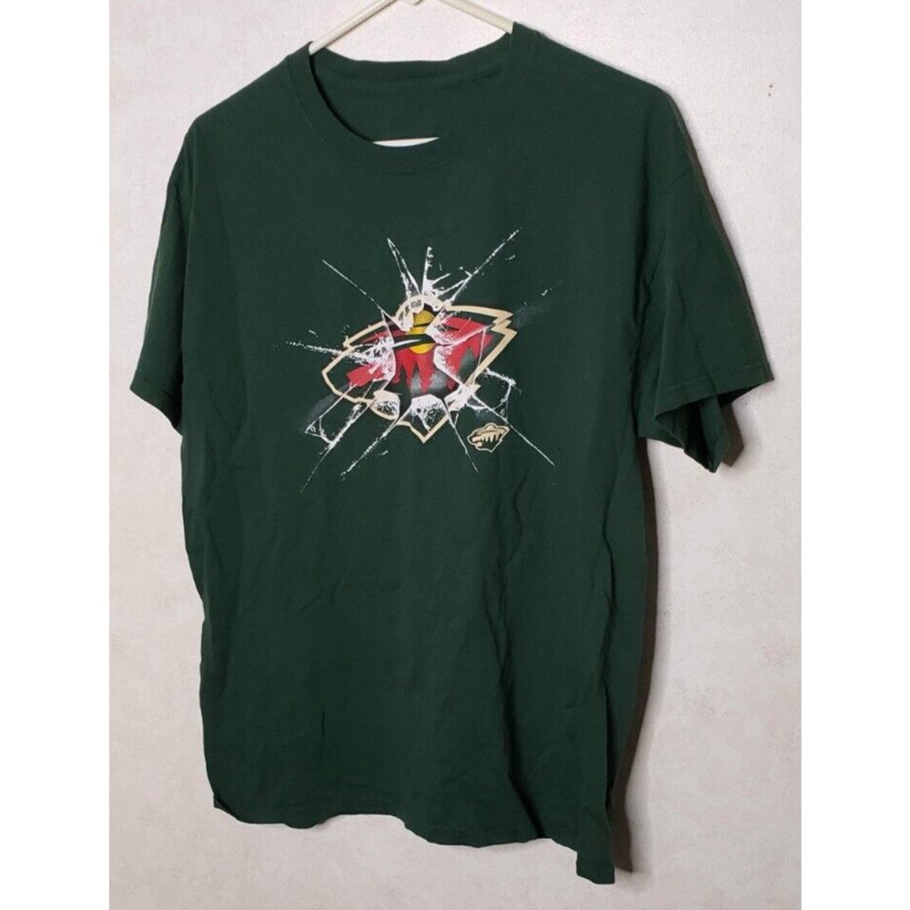 NHL Minnesota Wild Boys Large Green Crewneck Cotton T-Shirt